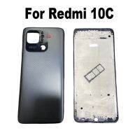 ที่อยู่อาศัยเต็มตัวสำหรับ Xiaomi Redmi 10C ด้านหลังฝาหลังปิดโทรศัพท์เคสด้านหลังกรอบกลางพร้อมปุ่มปรับระดับเสียงเลนส์กระจกกล้องถ่ายรูปถาดใส่ซิม