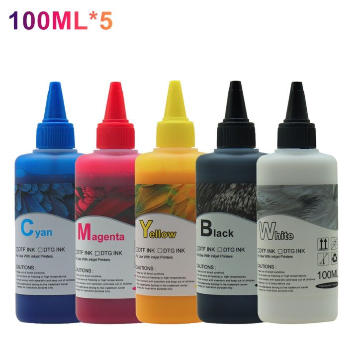 หมึกพิมพ์ DTF 100MML 5ชิ้น * สำหรับฟิล์มติดผนังโดยตรงหมึกสำหรับ Epson L1800 L800 L805 DX5 DX7 I3200เครื่องพิมพ์ DTF