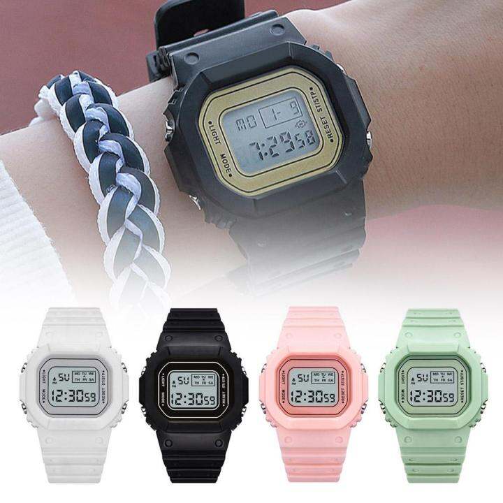 นาฬิกาสีลูกอมน่ารักสี่เหลี่ยม-jam-tangan-digital-แนวสปอร์ตนาฬิกาข้อมือ-แฟชั่น-unisex-k8x0