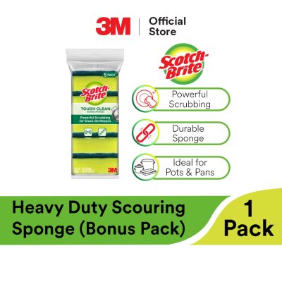 3M Scotch Brite Heavy Duty Scouring Scrub Sponge - Multipurpose Household Kitchen Heavy Duty Cleaning Scrub (5PCS/ Pack)