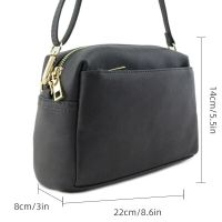 Classic Triple Zip Crossbody Bag Fashion PU Leather Female Handbags For Women Luxury Designer Office Lady Shoulder Bagshot