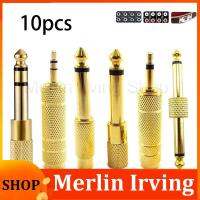 Merlin Irving Shop 10pcs Audio Adapter 6.5mm Male to 3.5mm Female Jack Plug Headset Microphone Guitar Recording Mono Dual Channel Converter