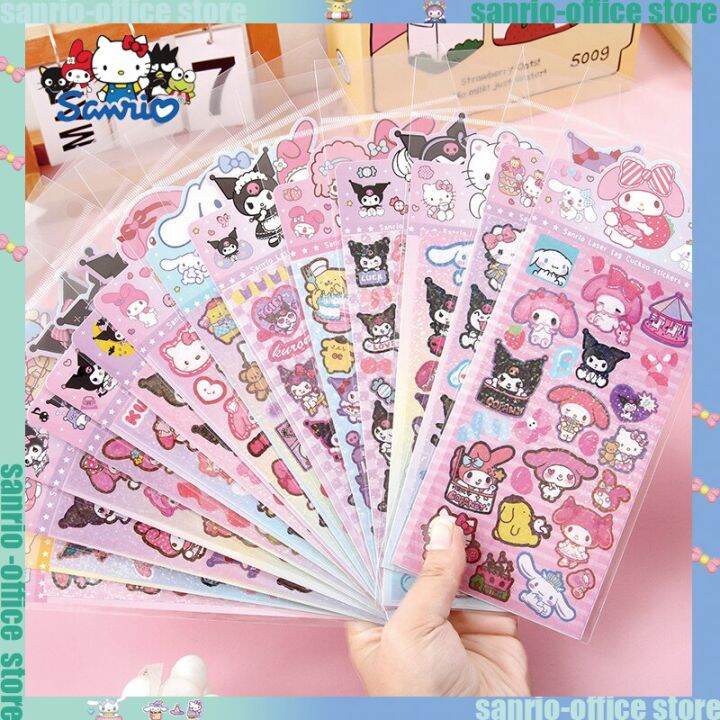 10pcs-sanrio-guka-pochacco-hellokitty-sticker-kuromi-hand-account-posters-decoration-office-stickers-stationary-wholesale