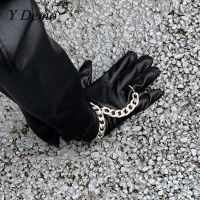 Y Demo Techwear Punk Chains Ring Uni Glove Rock Streetwear Warm Pu Leather Gloves One Pair