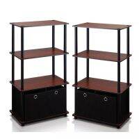 ETXMuscle Rack Dark Cherry ，H 43.25 In  W 23.6 In  D 11.6 In ，4-Shelf Shelving Strong and Durable