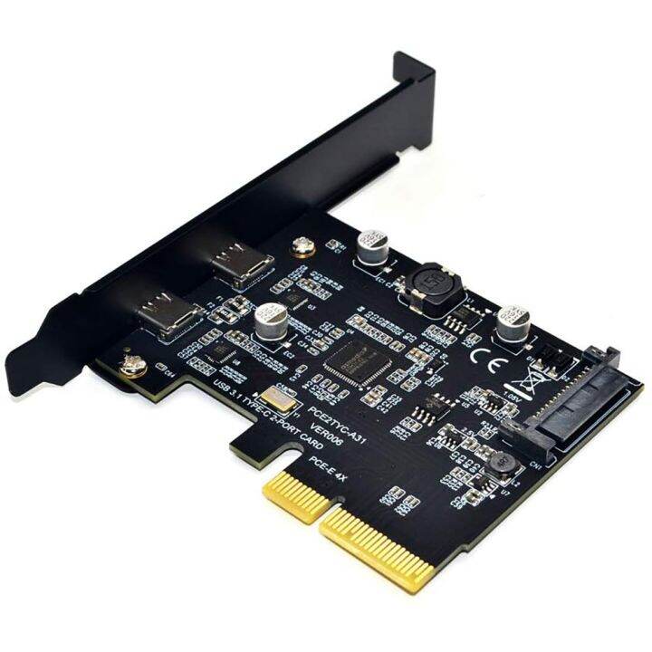 pci-e-pci-4x-ต่อ-usb-3-1-gen-2-10-gbps-2-port-type-c-การขยายการ์ด-asm3142ชิปเชื่อมต่อ15พินสำหรับอะแดปเตอร์-fjk3825ของ-windows-linux