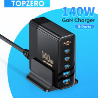 TOPZERO 140W USB C ที่ชาร์จ PD 3.0 PPS 100W PD ชาร์จเร็ว Type C ที่ชาร์จสำหรับแล็ปท็อปแมคบุ๊ค iPad Pro iPhone 14 13 Pro Max ที่ชาร์จแบตเตอรี่โทรศัพท์ Xiaomi Samsung