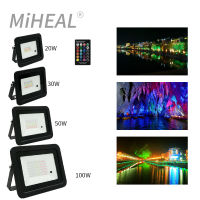 RGB LED Floodlight 20W 30W 50W 100W RGB Spotlight Flood Light 110V220V Outdoor Garden Lighting IP68 Waterproof