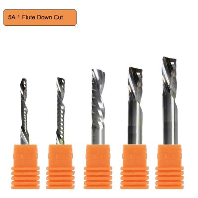 25pcs 3.175 / 4/5/6 / 8mm AAA เกลียวซ้ายลงตัดหนึ่งขลุ่ย CNC End Mill Carbide Milling Cutter งานไม้