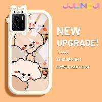 Jjlingji เคสสำหรับ VIVO Y15s Y15a Y01เคสเต็มหน้าจอลายหมีสีสันสดใสน่ารักน้อยมอนสเตอร์เลนส์กล้องถ่ายรูปแบบนิ่มซิลิโคนใสเคสป้องกันกันกระแทกแบบใสง่าย