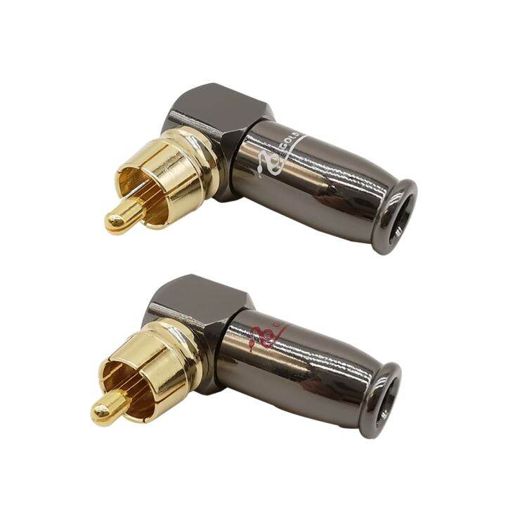 1Pcs 90 Degree Snake King RCA Male Plug Audio Connector Gold plated L