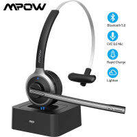 Mpow M5 Pro Trucker V5.0 Bluetooth Headset with Mic 200H Charging Station for Trucker Driver Office Headset