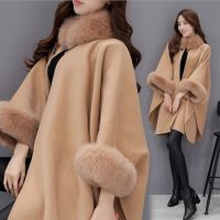 Women Woolen coat Fashion Jacket Casual Woollen Outwear Fur Collar Parka Cardigan Cloak Coat abrigos mujer invierno