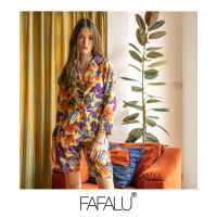 [FAFALU Irene] Yellow Floral Irene Set เสื้อเบลเซอร์ครอปเข้าเซตกับกางเกงขาสั้น