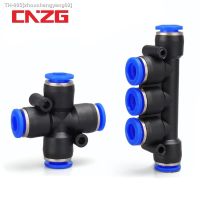 ♗ PK PZA Pneumatic Plastic 4 Way 5 Way Fitting Fittings Quick Connectors Water Hose Connector Air Push Fast 4 mm 6 mm 8mm 10mm 12