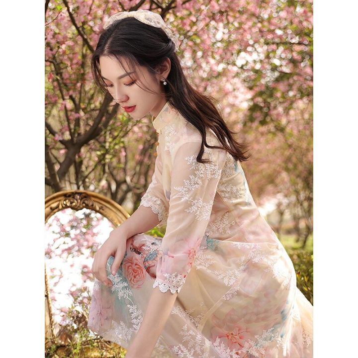 พร้อมสต็อกครึ่งแขน-ow-ใหญ่-gilrs-traditions-เวียดนาม-ao-dai-ชุด