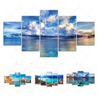 Zhangyanhui2 Modular Seascape โปสเตอร์ผ้าใบ5แผงชุด Sea Landscape ภาพวาด Wall Art พิมพ์สำหรับห้องนั่งเล่นตกแต่งบ้าน5ชิ้น