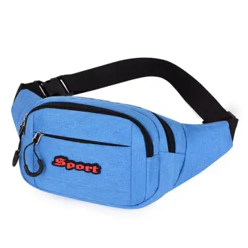 Waterproof Unisex Banana Shape Belt Bags Sport Large capacity Hip Hop  Package Chest Packs Fanny Pack Canvas Waist Bag BLUE 
