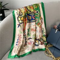 【Miki Xinyuan】 DesignerWomen ผ้าพันคอไหม Beach Hijabs Shawls And2021 LuxuryFlower PrintFemale BandanaPareo