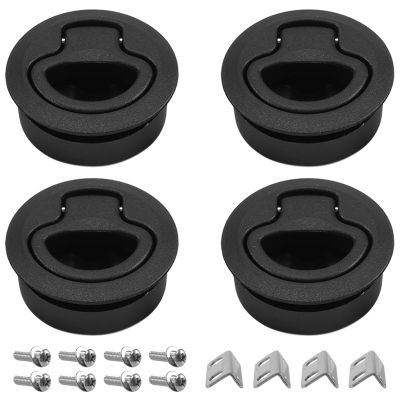 4Pcs Round Black Flush Pull Slam Latch for RV Boat Marine Deck Hatch Door Replacement