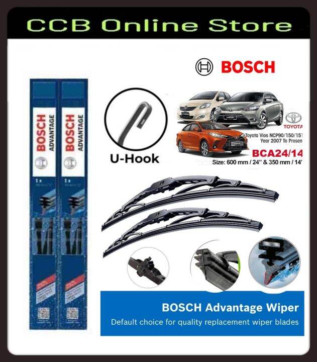 Bosch Advantage Wiper Set For Toyota Vios NCP90 150 & 151 2007 2017