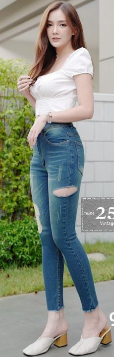 ถูกที่สุด-2511-vintage-denim-jeans-by-araya-กางเกงยีนส์ผญ-กางเกงยีนส์-ผญ-กางเกงยีนส์-เอวสูง-กางเกงยีนส์ยืด-ผ้าซาร่าสะกิดขาดแบบเก๋ไม่ซ้ำใคร