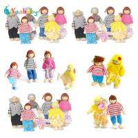 Small Wooden Toys Set Happy Family Dolls Figures Dressed Characters Children Kids Gifts