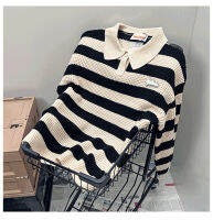 Fast Shipping Play -Colored Striped Sweater, Men And Women, Polo Collar Design, Autumn Winter New National Tide Ins