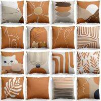 Nordic Orange Geometric Throw Pillow Cover Flower Printed Home Decorative Pillow Cushion Covers Office Sofa Pillowcase