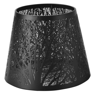 Small Lamp Shade Clip on Bulb,Barrel Metal Lampshade with Pattern of Trees for Table Chandelier Wall Lamp
