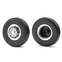 2Pcs 85Mm Hard Rubber Tires Metal Wheel Durable in Use Easy to Use for 1/14 Tamiya RC Tractor Truck MAN King Hauler ACTROS SCANIA Upgrades Parts