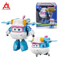 Super Wings 5 Inci Mengubah เครื่องบินหุ่นยนต์แยกร่างได้มะนาว dengan Roda 10 Langkah Transformasi Tindakan Tindangka Mainan-Kanak