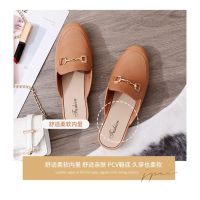 Waterproof Muller Shoes Whole Pair Rainy Day Lazy Half Slippers Front Bag Back Hollow Flat Metal Buckle Small Low Heel Korean Style Rain Boots Baotou Sandals