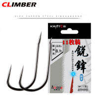 Climber 【ในสต็อก】11ชิ้น/เซ็ตเบ็ดตกปลาเหล็กคาร์บอนสูงตะขอเบ็ดคมปลายตะขอตกปลา