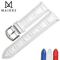 ◐¤● MAIKES New Genuine Leather Watchbands 16mm 18mm 20mm 22mm White Watch Bracelet Watch Strap Band Watch Accessories Case For CASIO