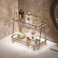 【CC】☑❈  Desktop Storage Shelf Makeup Rack Tray Luxury Anti-rust Holder Dressing Table Finishing Organizer