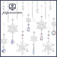 JIAJUSUANSOU 16Pcs อะคริลิค เกล็ดหิมะน้ำแข็งโคน แขวนต้นคริสต์มาส สำหรับปีใหม่ เครื่องประดับ xams ตกแต่งวันหยุด DIY ใสสะอาด ของตกแต่งแขวนคริสต์มาส อุปกรณ์ปาร์ตี้ปาร์ตี้