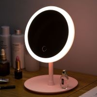 [COD] Makeup mirror desktop led with light fill rechargeable dressing rotatable dormitory net red girl heart ins style