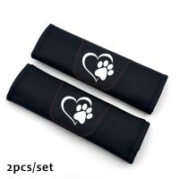 2PCS DIY Anime Car Seat Belt Pad Seat Shoulder Strap Pad Cover Interior Accessories For Dog Paw Print Design Pattern Car Styling Seat Covers