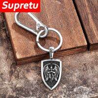 【LZ】☋  Nórdico mitologia arcanjo cavaleiro chaveiro viking escudo guarda anjo asa pingente masculino aço inoxidável amuleto cristão jóias