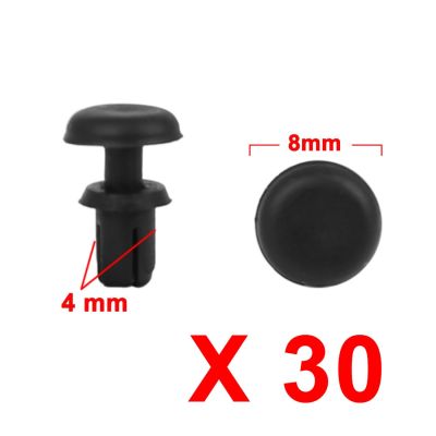 【CC】☫❧  Uxcell 30Pcs 4mm Plastic Rivets Push Type Panel Retainer Fastener Clip Interior Weatherstrip Moulding for Car