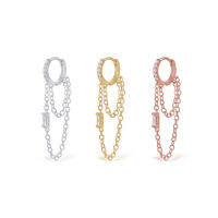 PiercingRoomByJay, Eternity CZ Chain Huggie Hoop ห่วงเพชรโซ่ งินแท้