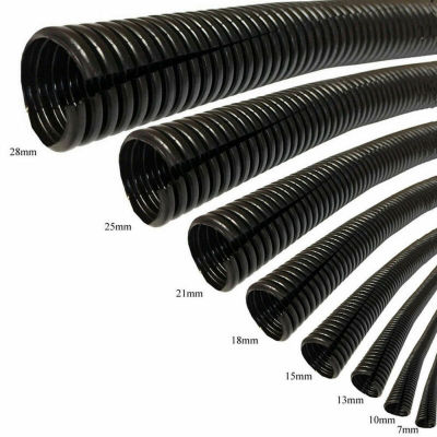 OD7/10/13/15/18/21/25/28mm Split Wire Loom Conduit Polyethylene Tubing Black Color Sleeve Tube Length 3/6/15Meters Electrical Circuitry Parts