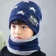 Bộ khăn mũ len cho bé trai , bé gái, nón len kèm khăn cho bé
