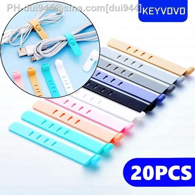 20/12/4PC Cable Organizer Ties Clip Charger Cord Management Silicone Wire Manager Mouse Earphone Holder Data Line Winder Straps