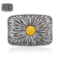 Western Cowboy Zinc Alloy Spot Oil Used Blackening Craft Single Chrysanthemum Style Mens and Womens Belt Buckle Belts