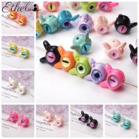 QIANGUANG 10 pcs Color Cartoon Evil Eyes ลูกปัดตาข้างเดียว ลูกปัดเจาะรู Rotundity เหมือนจริงจริง คาวาอิ สร้อยคอตกแต่ง DIY สำหรับสัตว์เลี้ยง