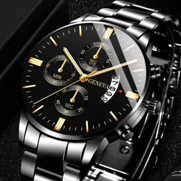 Men slim steel quartz on sale watch