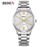 BIDEN Watch Mens Steel Quartz Wristwatch Date Display Business Style Mens Waterproof Bangle Watches Fashion Clock Gifts reloj