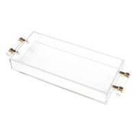 Clear Acrylic Rectangular Teacup Tray Lucite Bread Tray Serving Tray Candy Tray Hotel Dinner Storage Tray Organizer with Handles